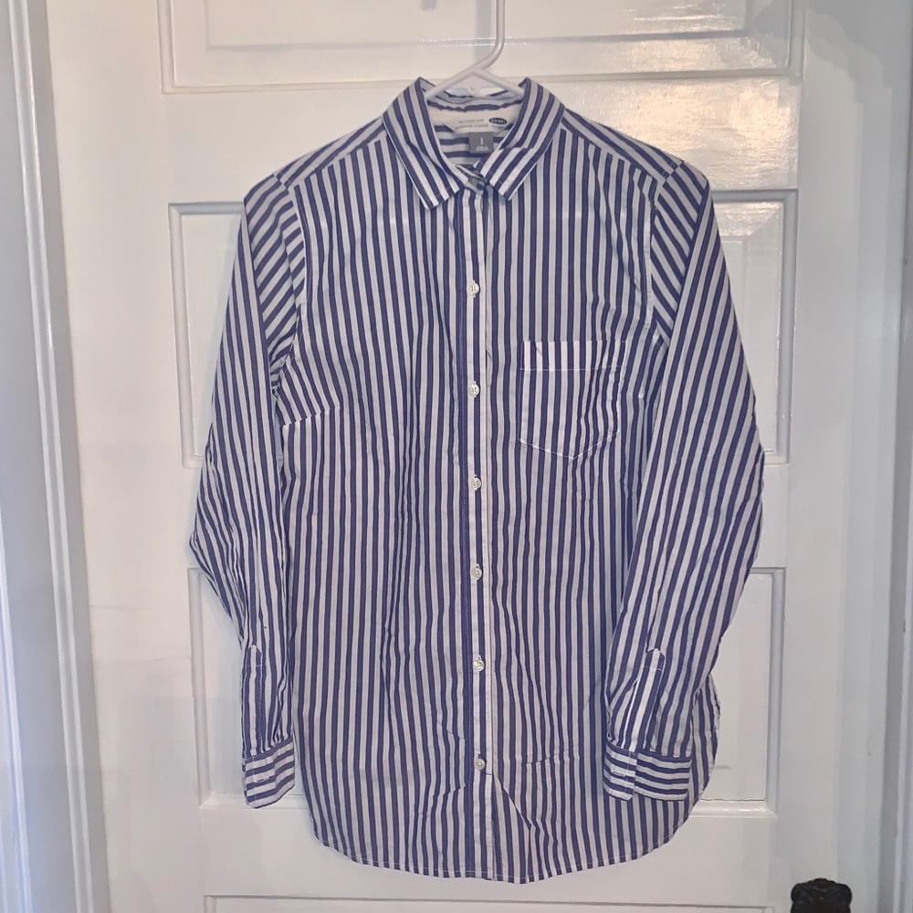 Women’s Blue Striped Old Navy Button Up Size S